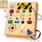 TINTECUSA Busy Board with LED Light, Wooden Sensory Toys for Toddler, Montessori