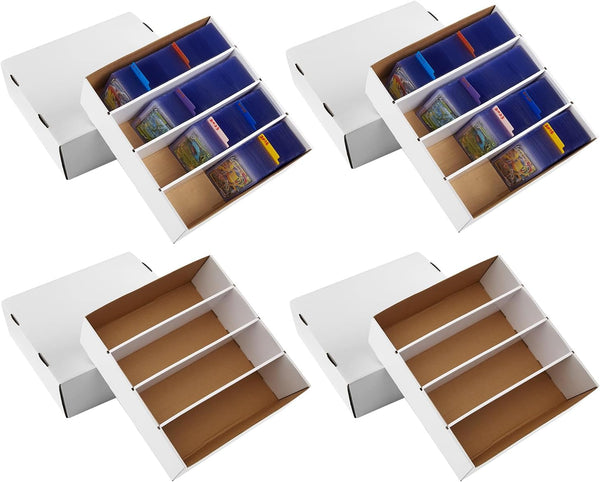 Bentoward 4 Pack Sports Card Boxes 3120 Count Cardboard Card Storage Box White