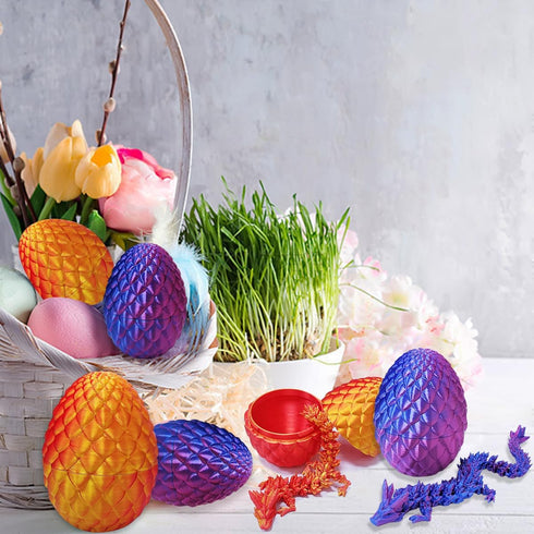 YXOTJHS 2Pcs 3D 8.7 Inch 3D Printed Dragon, Dragon Eggs with Dragon Inside, Dragon Fidget Toy, Crystal Eggs, Printed