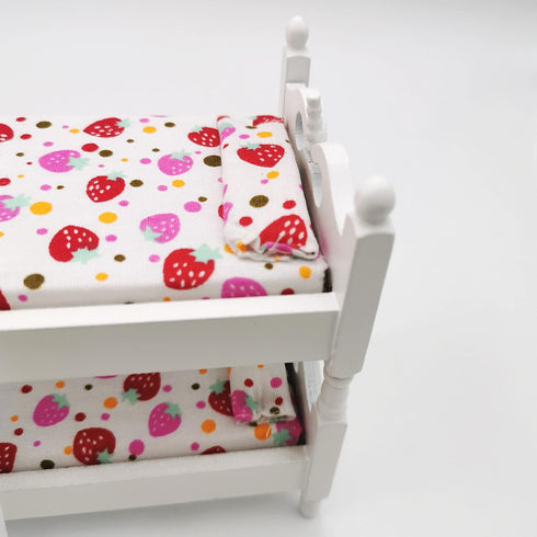1:12 Wooden Dollhouse Miniature Loft Bed with Ladder, Kids Children's Bedroom Bunk Bed Play Toy Decor