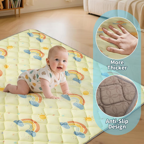 JUNLLY 47"x47" Baby Playpen Mat - Thicken Foam Cushioned Playmat for Babies Toddlers Infants - Foldable Baby Play Mat