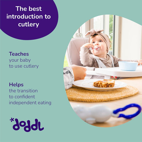 doddl Baby Spoon and Fork Set with Travel Case, Ergonomic Utensils for Self Feeding, BPA Free, Dishwasher Safe