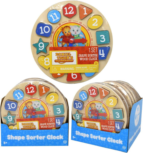 Wooden Shape Sorter Clock for Kids, Neighborhood Learning Time Puzzle Toy