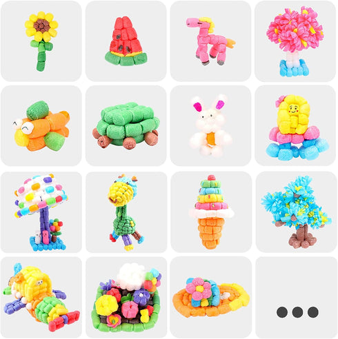 Magic Foam Corn Craft Kit for Kids, 500pcs STEM Building Model Toys, Bulk Crafts Supplies Set for Ages 3-12