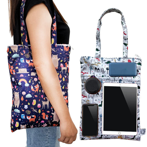 2PCS FLOCK THREE Bundle Wet Dry Bag Waterproof Tote Reusable Wet Clothes Baby Diapers Stroller Swimsuit Travel Small