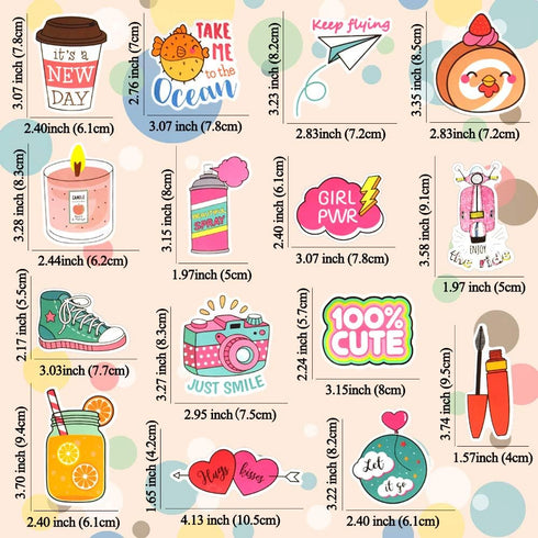 QTL Cute Stickers for Girls, VSCO Stickers for Hydroflask, Laptop, Kids Teens Girls, Waterproof Vinyl Packs 50Pcs