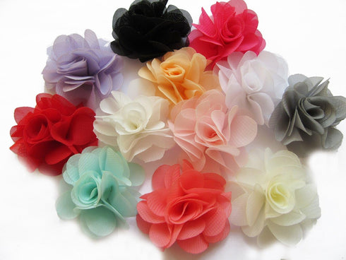 YYCRAFT Pack of 30 Chiffon Flower Hair Flower Headband, 1.5" Mix Color