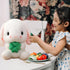 Soft Toy - Sitting Lop Eared Rabbit, Easter White Rabbit Stuffed Bunny with Carrot, Realistic Long-Eared Pink Plush