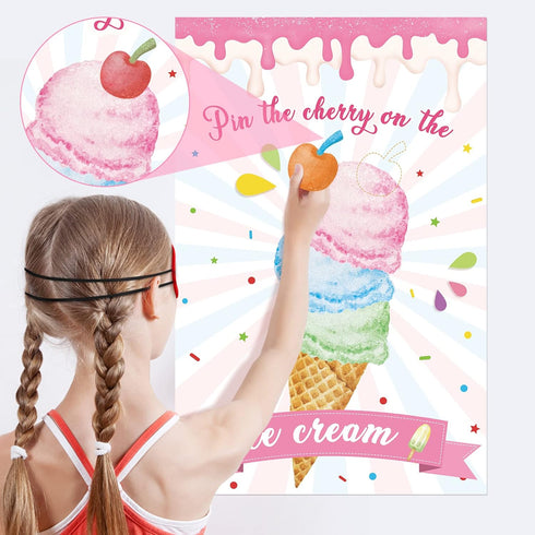 36 Hooqict Pin The Cherry On The Ice Cream Game Birthday Party Games for Kids Ice Cream Theme Party Decorations