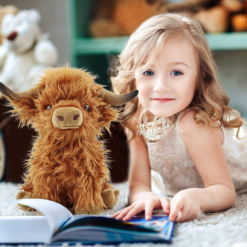 Highland Cows Plush Toy, Stuffed Animal, Cute Scottish Highland Cows, 11 in, Christmas Birthday Present for Adults Boys