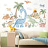wondever Large Boho Dinosaur Wall Stickers Watercolor Dino Tropical Plants Volcano Peel and Stick Wall Art Decals