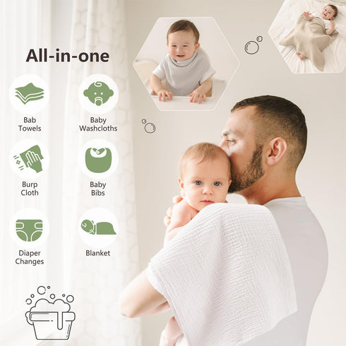 24x24 Inches 100% 4 7 Pack Susurration Muslin Burp Cloths Ultra Soft Cotton, or Baby Washcloths for Newborn, Absorbent