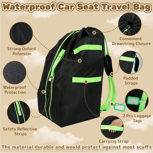Sublaga 2 Carseat Bag for Airplane Travel, Carseat Gate Check Bag, Durable Car Seat Cover Baby Travel and Pcs Luggage