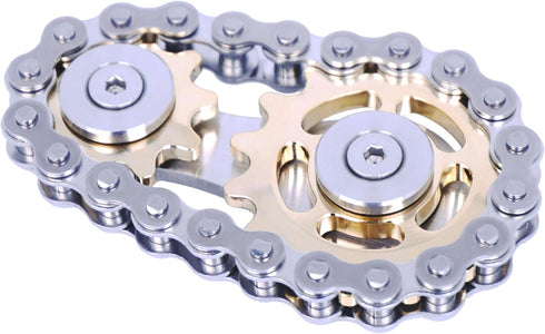 Fidget Spinner, Sprocket Linkage Bike Chain Spinner Design, Metal Stainless Steel Durable Mechanics, Gold