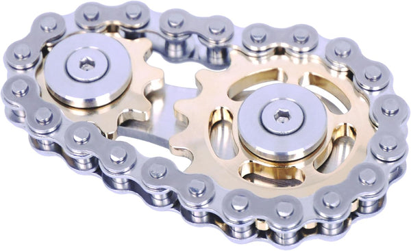 Fidget Spinner, Sprocket Linkage Bike Chain Spinner Design, Metal Stainless Steel Durable Mechanics, Gold