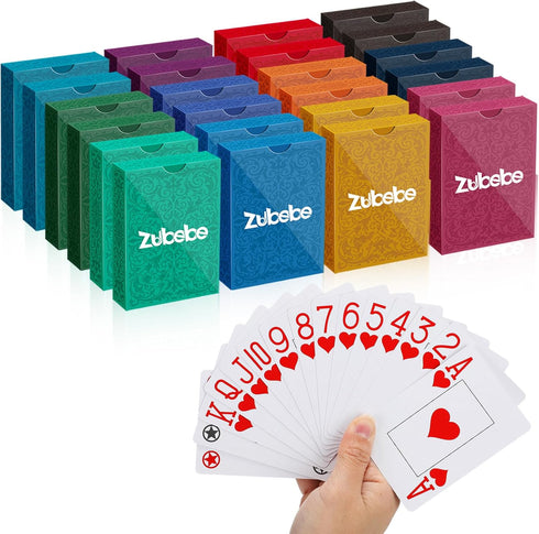 Zubebe 24 Pack Jumbo Playing Cards - Vibrant Colors Poker Size Jumbo Index Deck for Kids and Elder Standard Playing