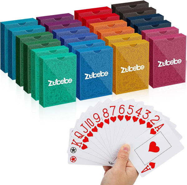 Zubebe 24 Pack Jumbo Playing Cards - Vibrant Colors Poker Size Jumbo Index Deck for Kids and Elder Standard Playing