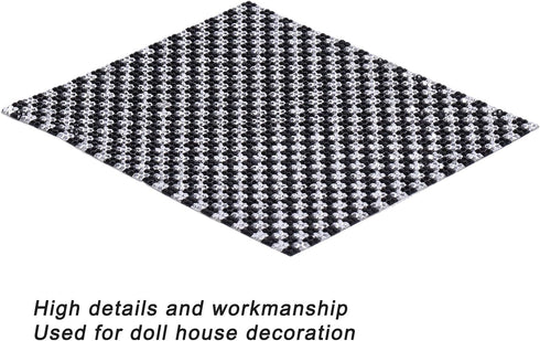 Dolls House Rugs, Vintage Woven Rug Miniature Doll House Accessories (Black and White)