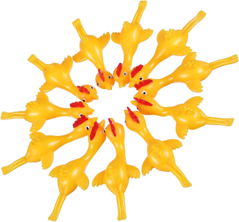 Sumind 16 Pcs Finger Slingshot Rubber Chicken, Yellow Flying Chicken Novelty Party Activity Favor