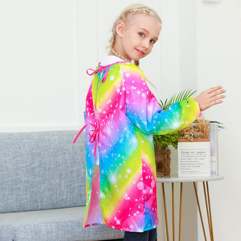 PASHOP Kids Art Smocks Unicorn Waterproof Painting Apron for Girls Boys, Long Sleeve Smock with Pocket