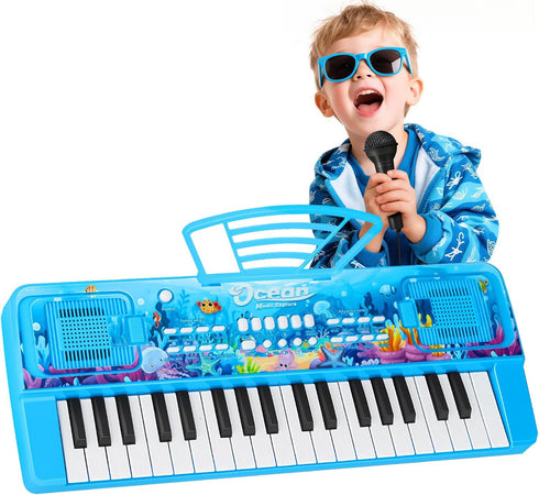 MusicForset Upgraded 37 Keys Kids Piano Keyboard with Microphone Music Stand Portable Musical