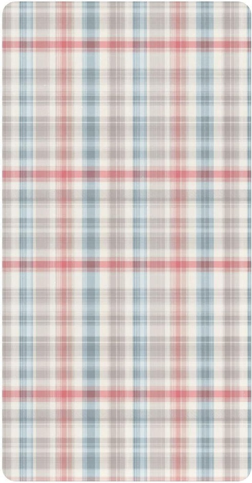 miaozhen Cotton Baby Crib Sheets for Boys Girls Comfy Breathable Gray Plaid Offwhite