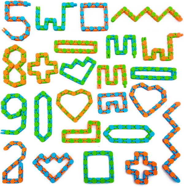 Nasdict 60 Pcs Wacky Tracks Snap Click Toys for Party Favors, Snake Puzzles