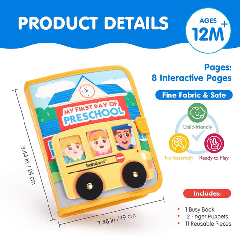 1-4, 2 2-4 hahaland Busy Book Preschool Learning Activities - First Day of School Gifts Activity Books for Toddlers