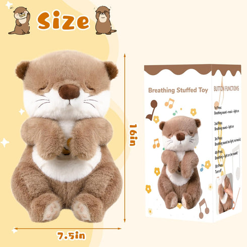 Baby Comfort Otter Breathing Stuffed Animal Buddy-Fur Real Pets Plush Sound Machine with Music, Warm Lights, Peaceful