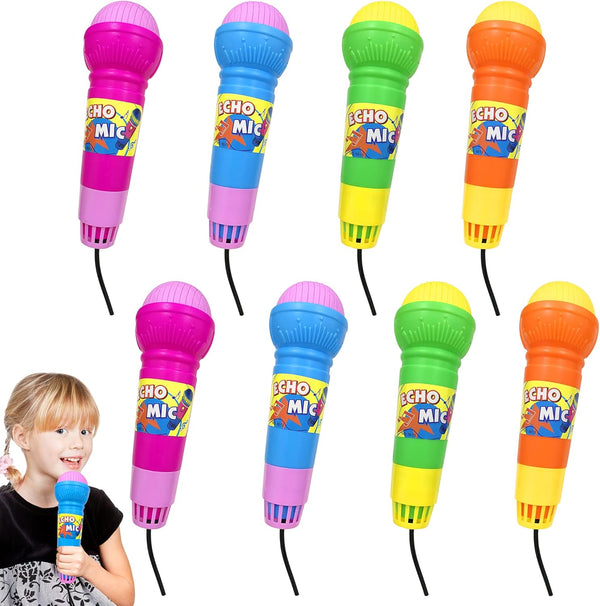 8 PCS Echo Toy Microphones for Kids, Lightweight Karaoke Mics with Echo Effect for Birthday, Picnic, BBQ or Party