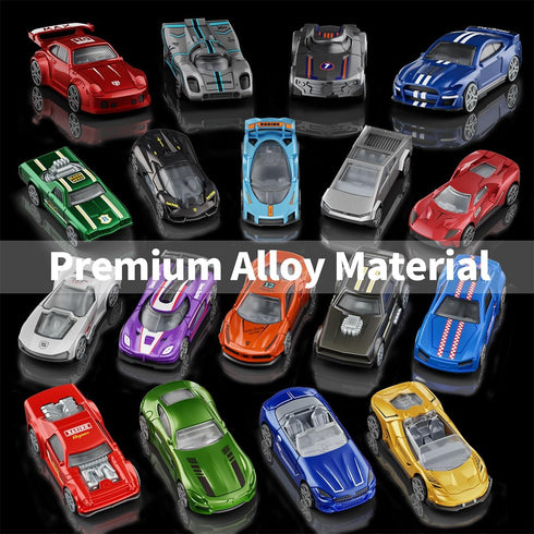 Yewkou 18-Pack, 1:64 Set, 3 (18 Pack) Toys Cars Scale Die-Cast Metal Vehicles Includes Pickup, Racing Cars,Sports Cars