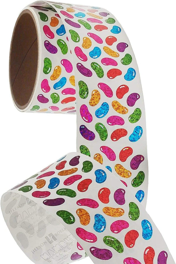 JILLSON & ROBERTS Bulk Roll Prismatic Stickers, Micro Jelly Beans - 100
