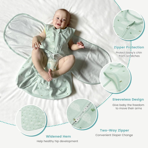 1.0 0-6 Baby Swaddle Sleep Sack, Tog New-Parent-Friendly Swaddle for Newborns & infant Months Baby Wearable Blanket