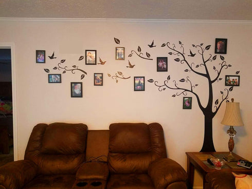 Large Family Tree Wall Decor, DIY Black Photo Frame Sticker Decal Art for Living Room Home Decor