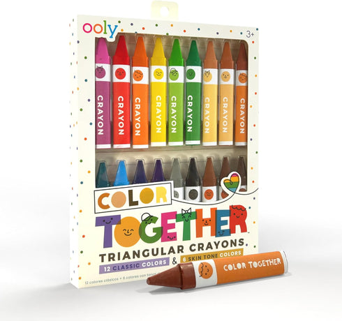 Ooly Color Together Triangular Crayons, 18 Count with 12 Classic and 6