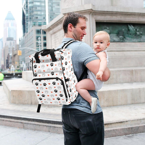 SUABO Backpack Footprints Love Baby Diaper Bag Large Bag Waterproof Travel Diaper Bags for Moms and Dads