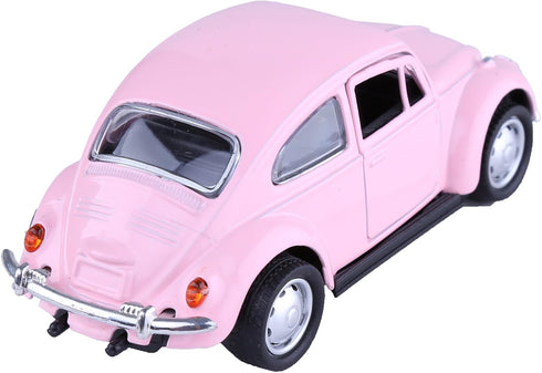 Berry President 1967 Classic Beetle Bug Vintage 1/32 Scale Diecast Metal Pull Back Car Model Toy (Pink)