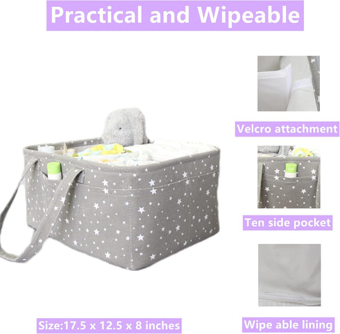 Baby Diaper Caddy Organizer, Extra Large Portable Diaper Caddy Basket for Changing Table, Newborn Registry Baby Shower