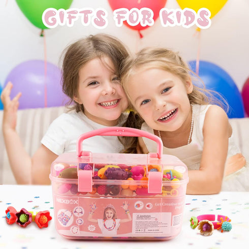 NEXBOX Girls Crafts Jewelry Making Kit for Toddlers - Pop Beads Toys Set for Kids Age 3-6, Birthday Gift Ideas