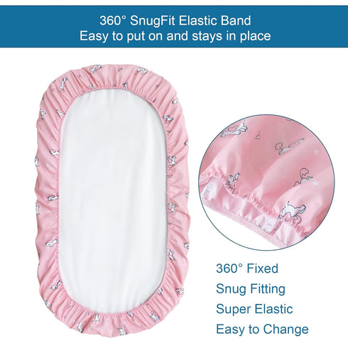 4 Pack Bassinet Sheet for Baby Girls, Bassinet Sheets Universal Fit for Rectangle, Oval, Hourglass Bassinet