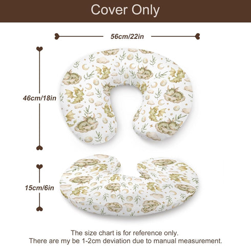 KuphiL10C Watercolor Dragon Cloud Moon Stars Leaves Pattern Nursing Pillow Cover, Unisex Removable Breastfeeding