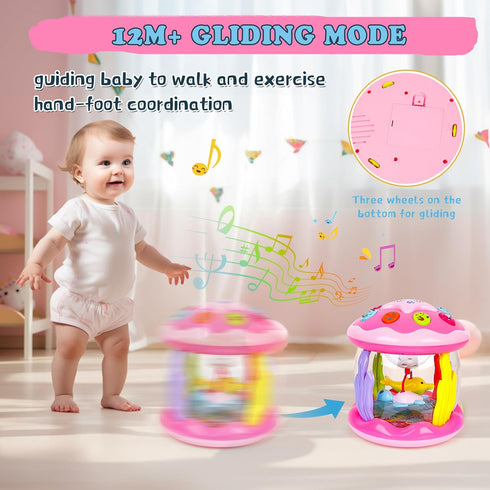 6-12 12-18 Tummy 1 2 M SANMERSEN Baby Girl Toys Months - Babies Ocean Rotating Projector Light Up Musical Toys