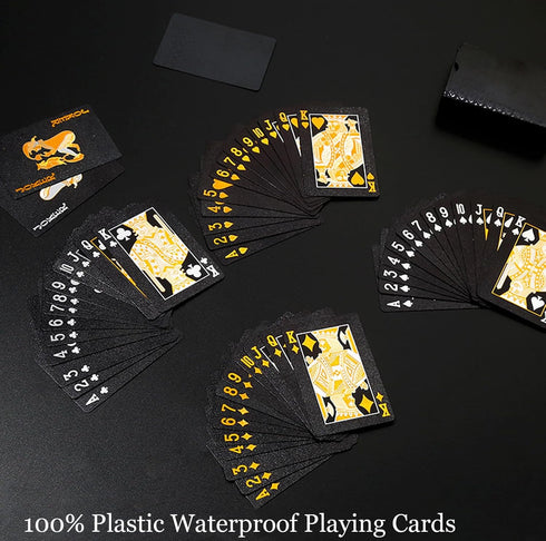 QkonkgnS Diamond Black Waterproof Playing Cards - HD Plastic Deck of Poker Cards, Professional Quality, Elegant Design