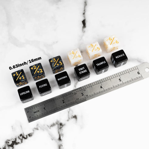48 Pieces Abilities Keywords Counter Dice: Black MTG Dice Counters for Magic The Gathering, TCG, Card Games Accessories