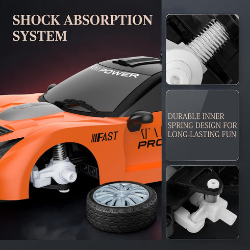 2.4GHz 1:24 4WD 15KM/H 2Pcs Remote Control Car RC Drift Car Scale High Speed Model Vehicle with LED Lights Drifting