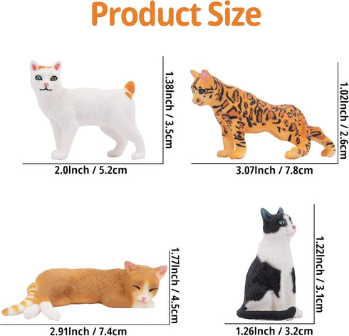 Toymany 8PCS Realistic Cat Figurines - Educational Cat Figures Toy Set, Kitten Easter Eggs, Cake Topper Gift