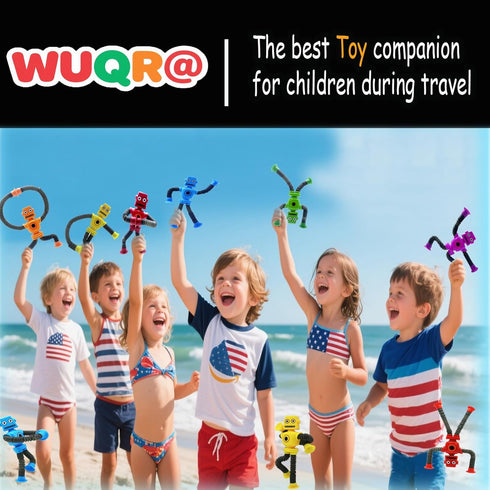 6 3+Autism PCS Robot Suction Cup Toys Pop TubesStress Relief Fun Robot-Shaped Suction Cup Toys for Ages Sensory