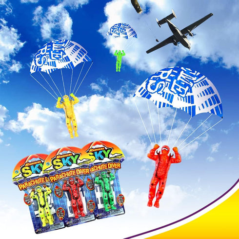 JA-RU Parachute Action Figure Toys, Flying Glider Army Men for Kids, Outdoor Summer Yard Games & Party Favors