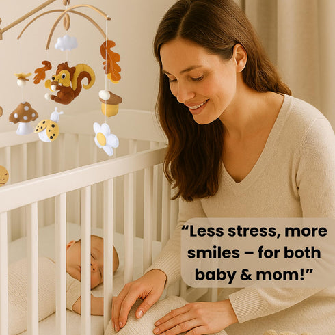 Baby Mobile for Crib, Adjustable Wooden Arm Holder, Easy Install Nursery Accessory, Natural Gift for Newborn