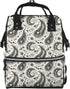 TZTTZT Black White Paisley Pattern Print Diaper Bag Backpack, Toddler Baby Girl Boy